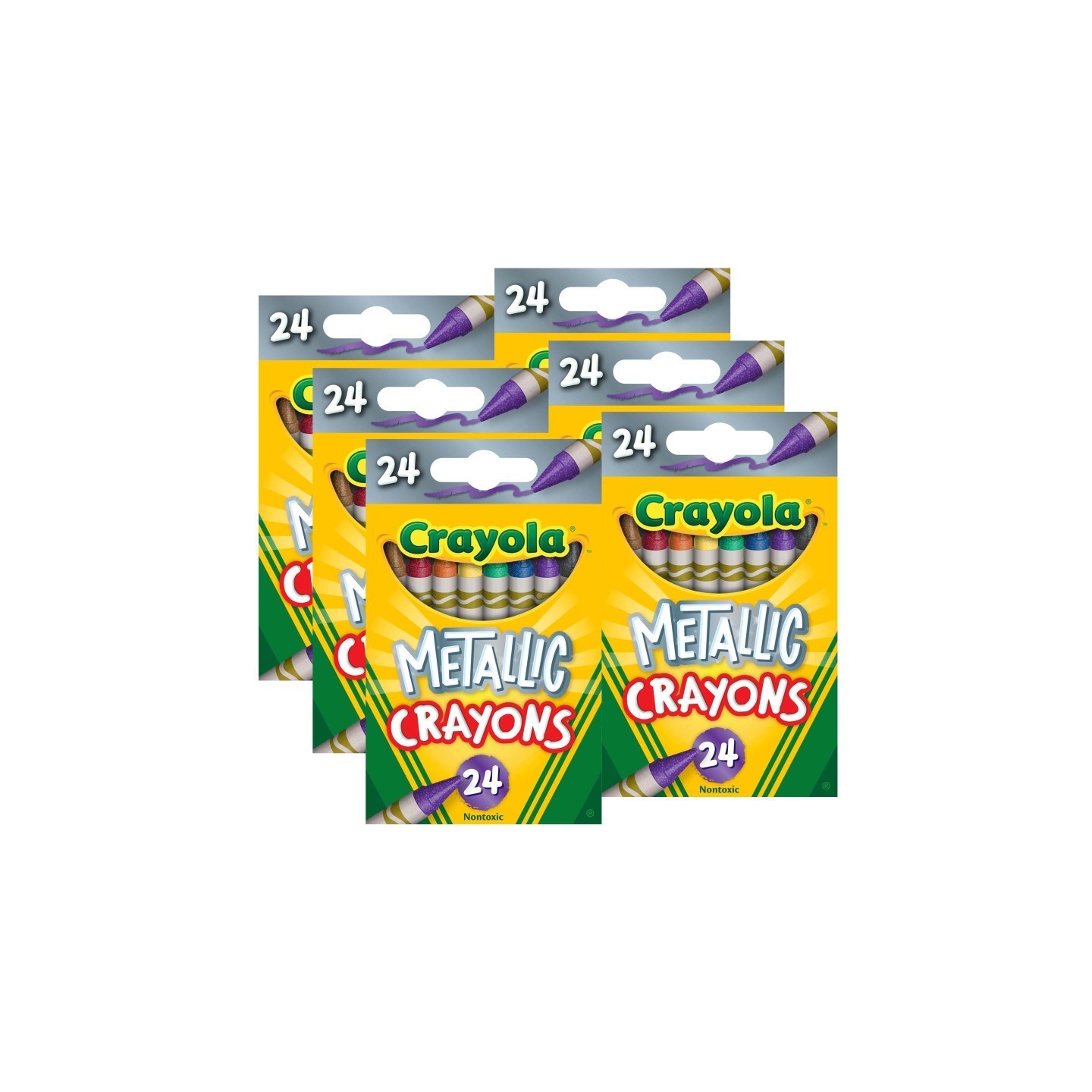 Crayola® Metallic Crayons, 24 Per Pack, 6 Packs