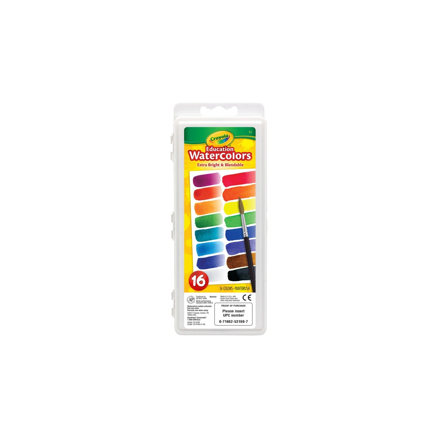 Crayola® Education Oval Pans Watercolors Set, 16 Count