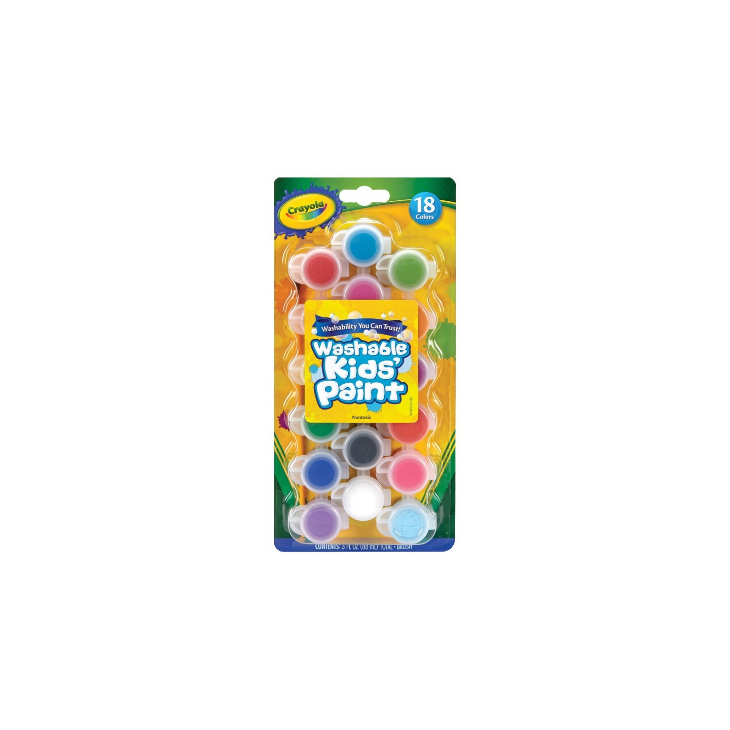 Crayola® Washable Kids Paint Set & Paintbrush, 18 Count