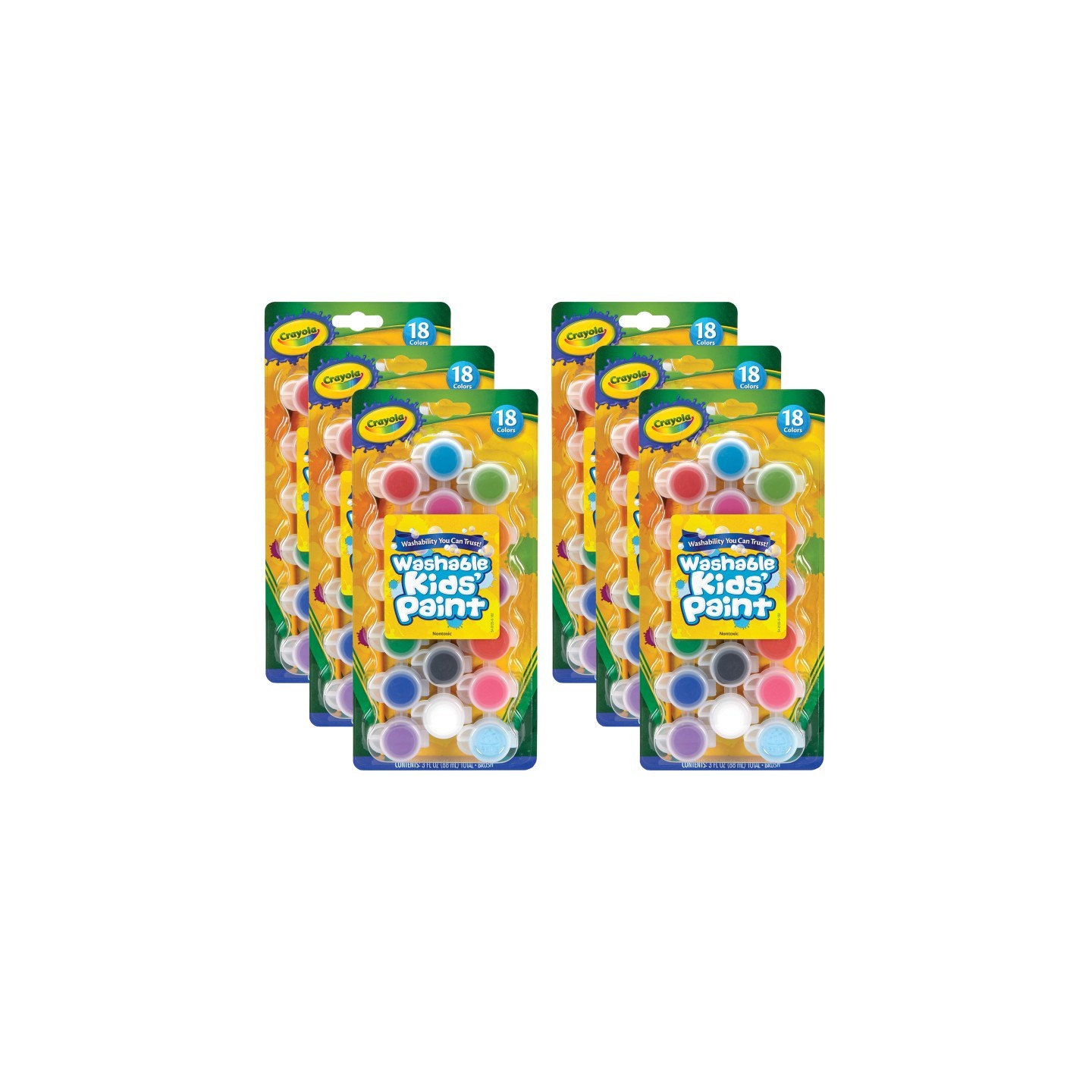 Crayola® Washable Kids Paint Set & Paintbrush, 18 Count, 6 Sets