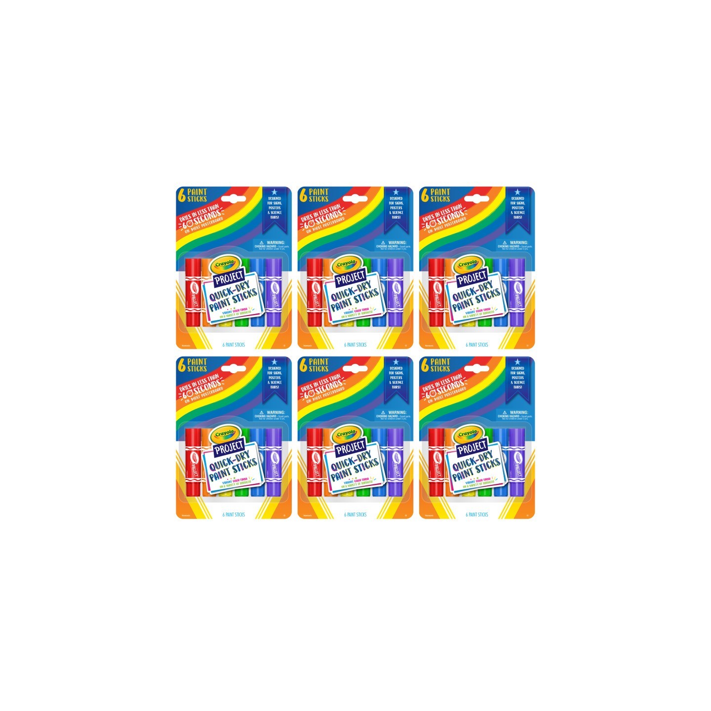 Crayola® Project™ Quick-Dry Paint Sticks, 6 Per Pack, 6 Packs