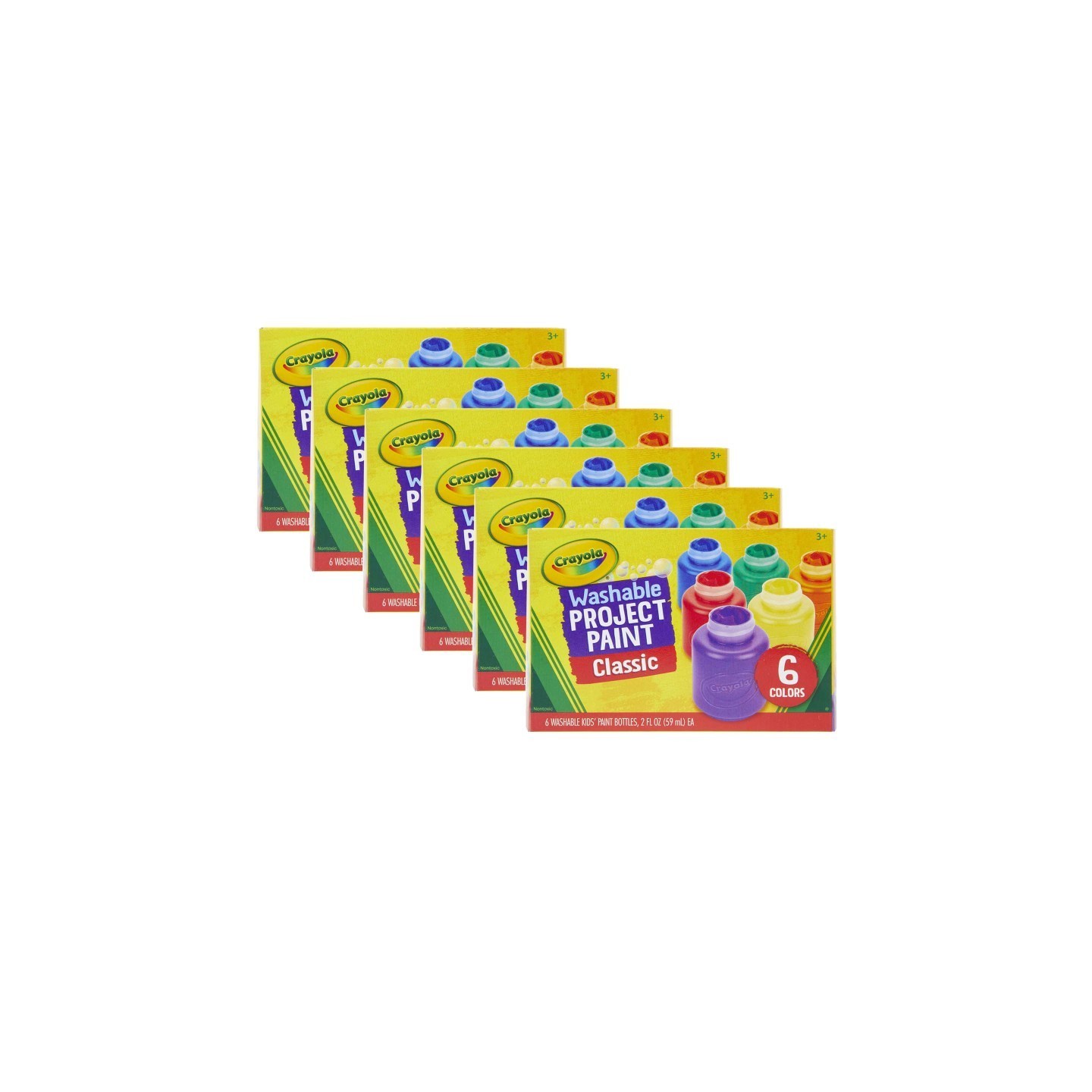 Crayola® Washable Project Paint, Classic Colors, 2 oz., 6 Bottles Per Pack, 6 Packs