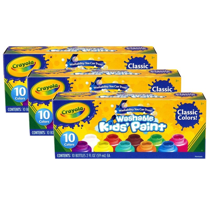 Crayola® Washable Kid's Paint, Assorted Colors, 10 Colors Per Set, 3 Sets