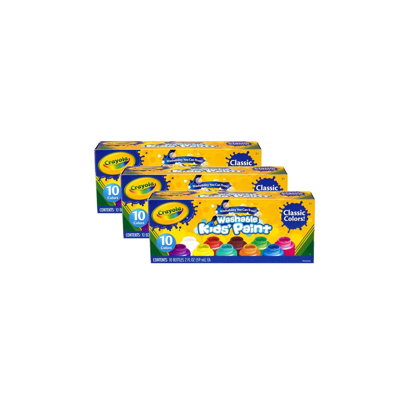 Crayola® Washable Kid's Paint, Assorted Colors, 10 Colors Per Set, 3 Sets