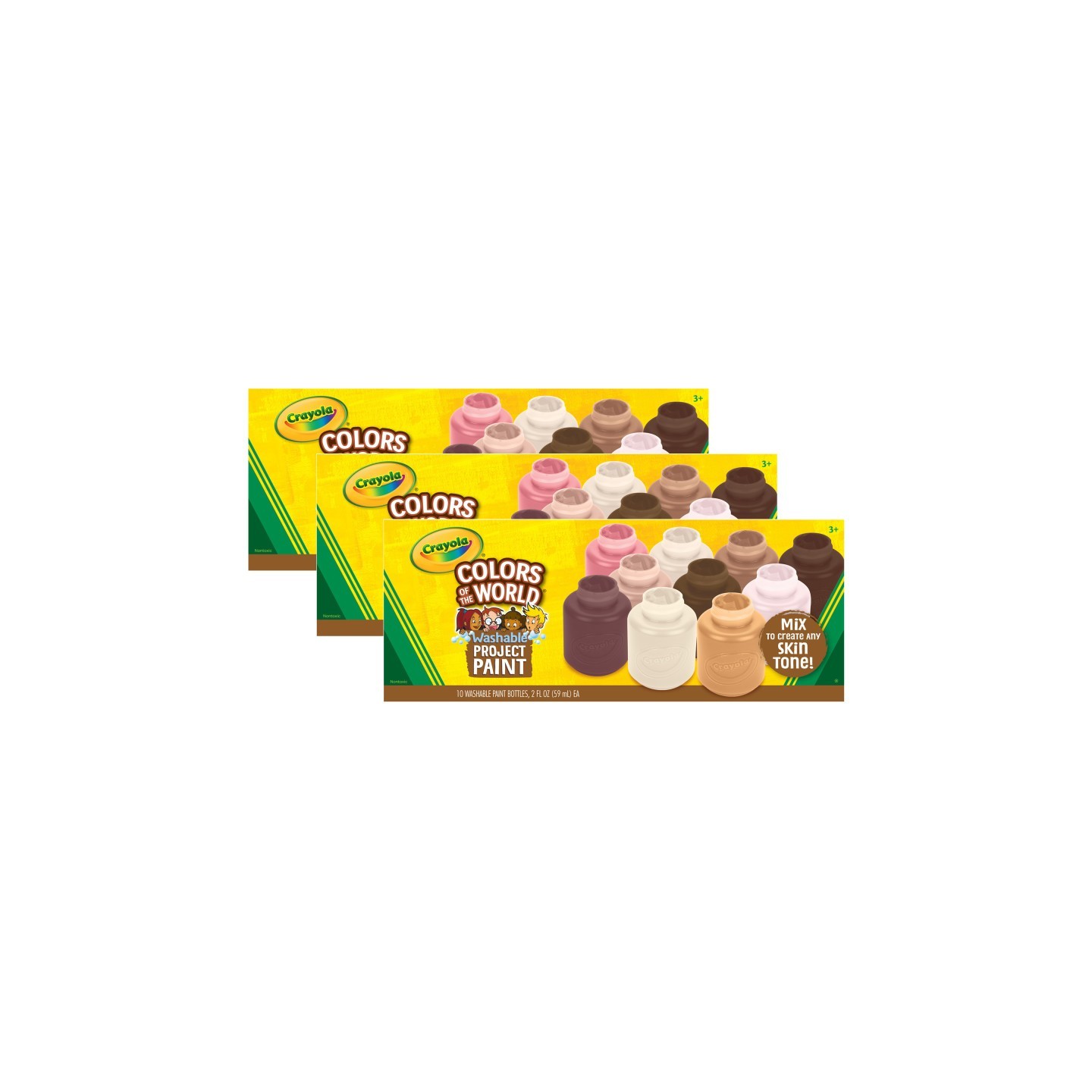 Crayola® Colors of the World Project Paint, 2oz Jars, 10 Per Pack, 3 Packs