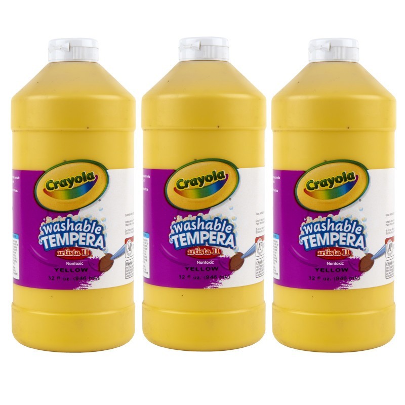 Crayola® Artista II Washable Tempera Paint, 32 oz, Yellow, Pack of 3