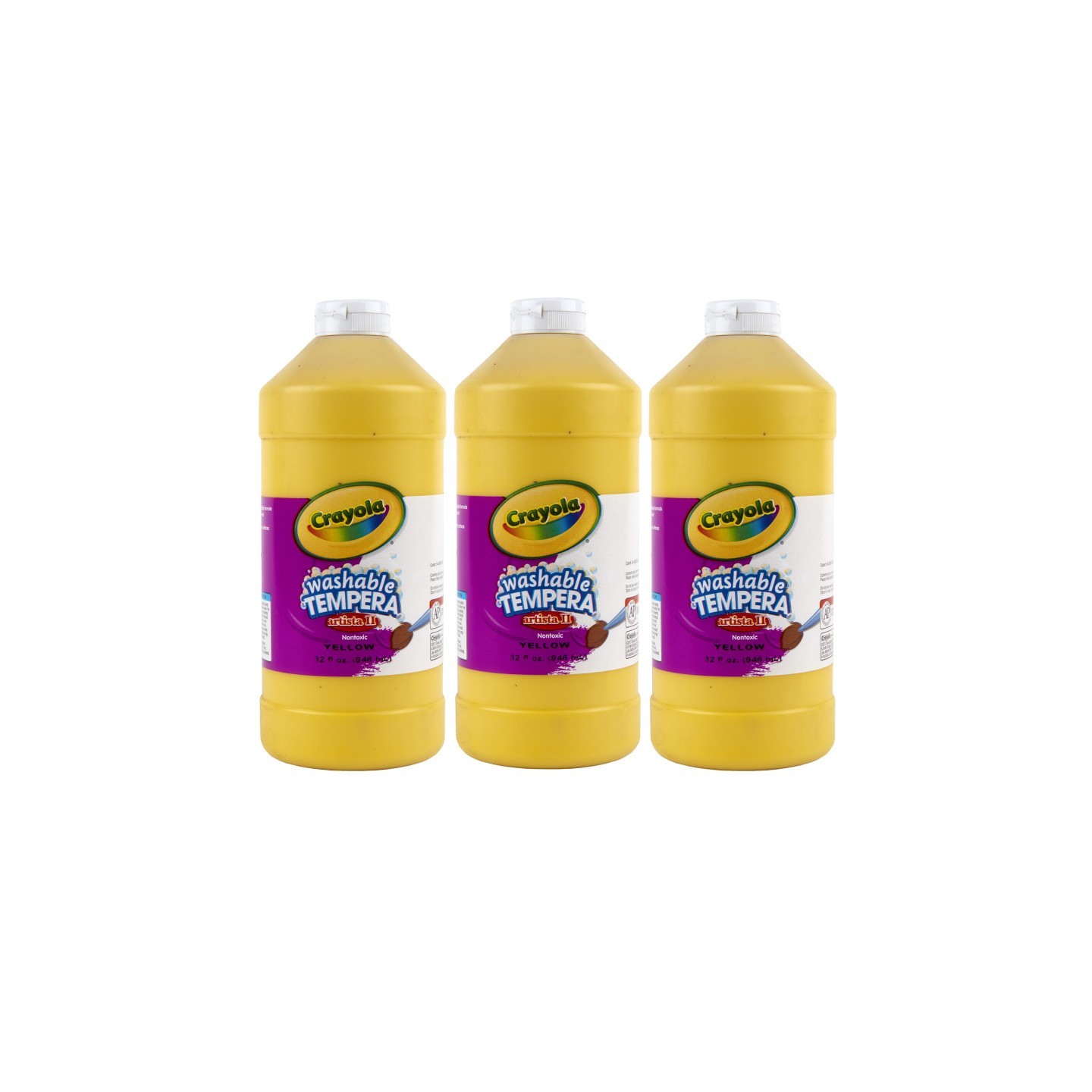Crayola® Artista II Washable Tempera Paint, 32 oz, Yellow, Pack of 3