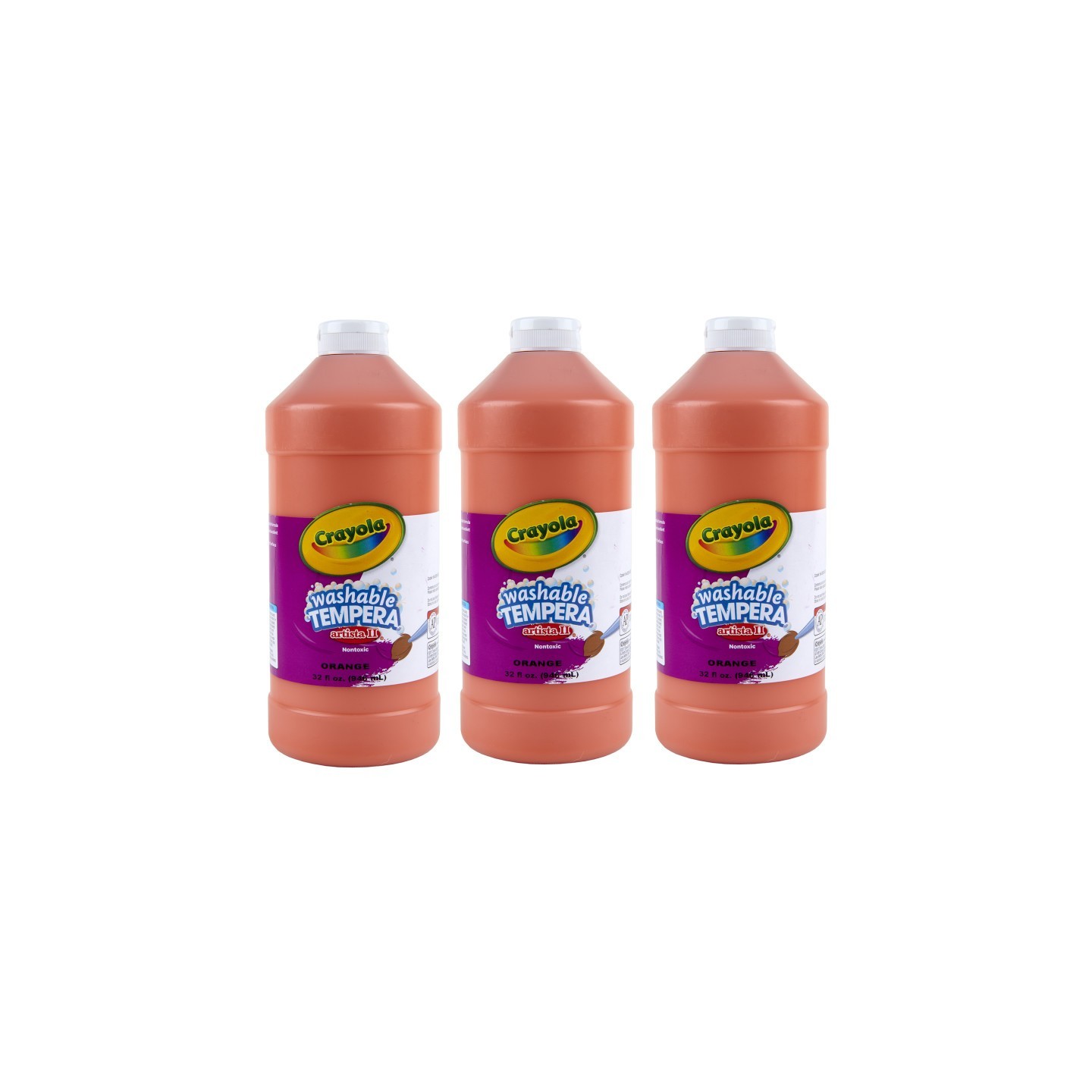 Crayola® Artista II Washable Tempera Paint, 32 oz, Orange, Pack of 3