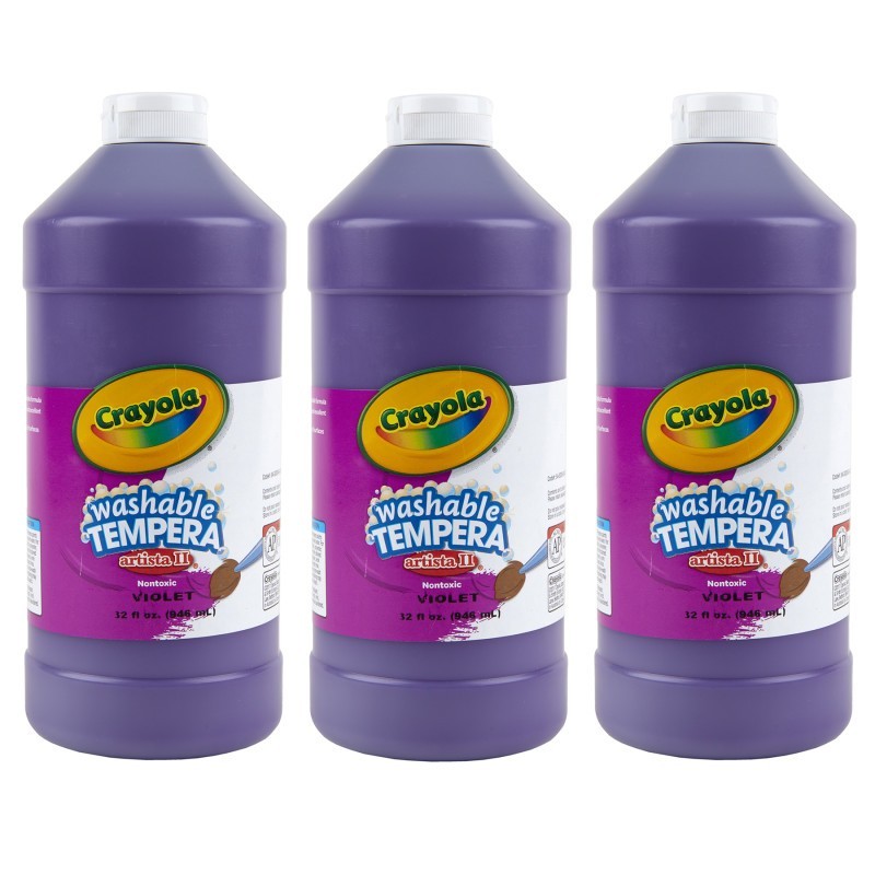 Crayola® Artista II Washable Tempera Paint, 32 oz, Violet, Pack of 3