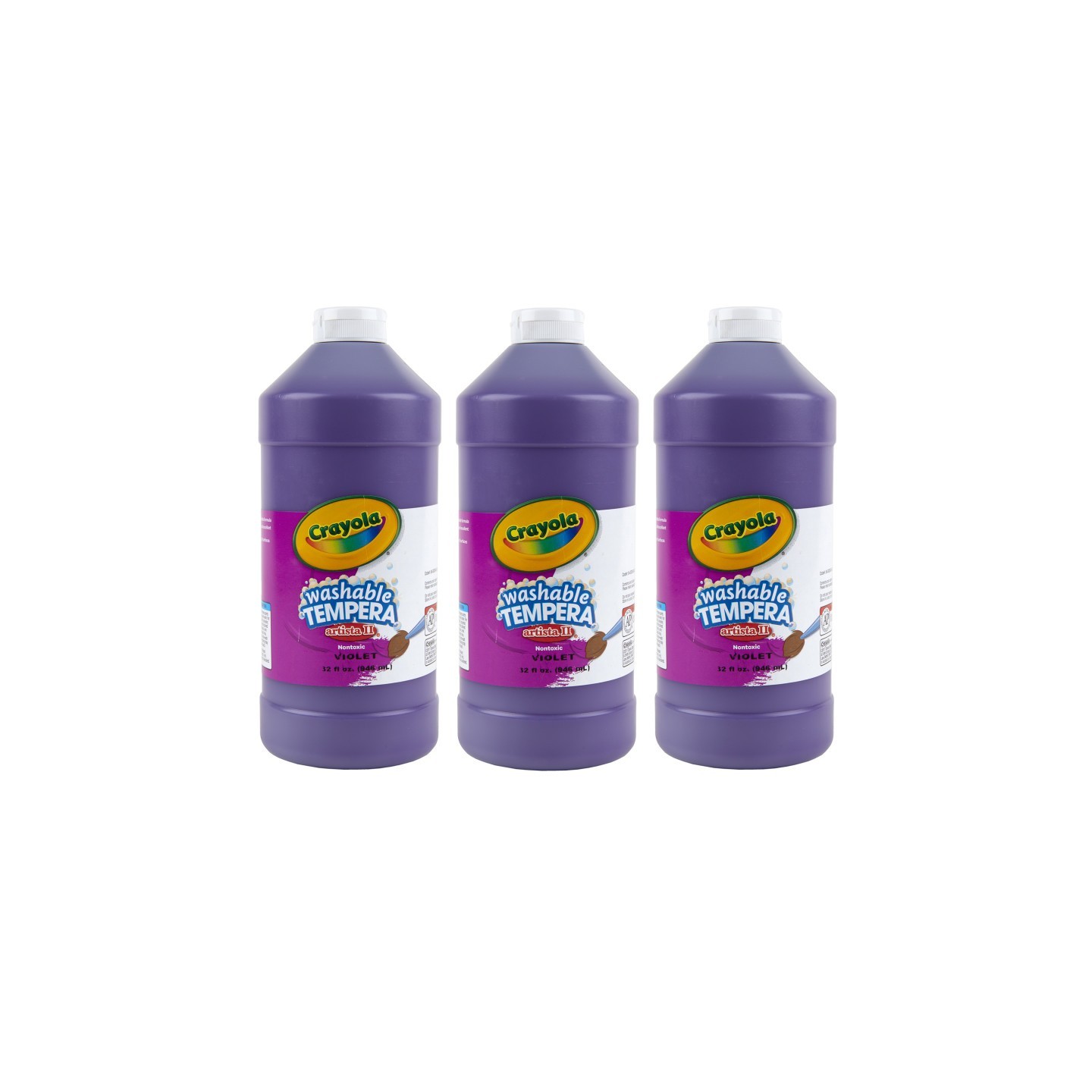 Crayola® Artista II Washable Tempera Paint, 32 oz, Violet, Pack of 3