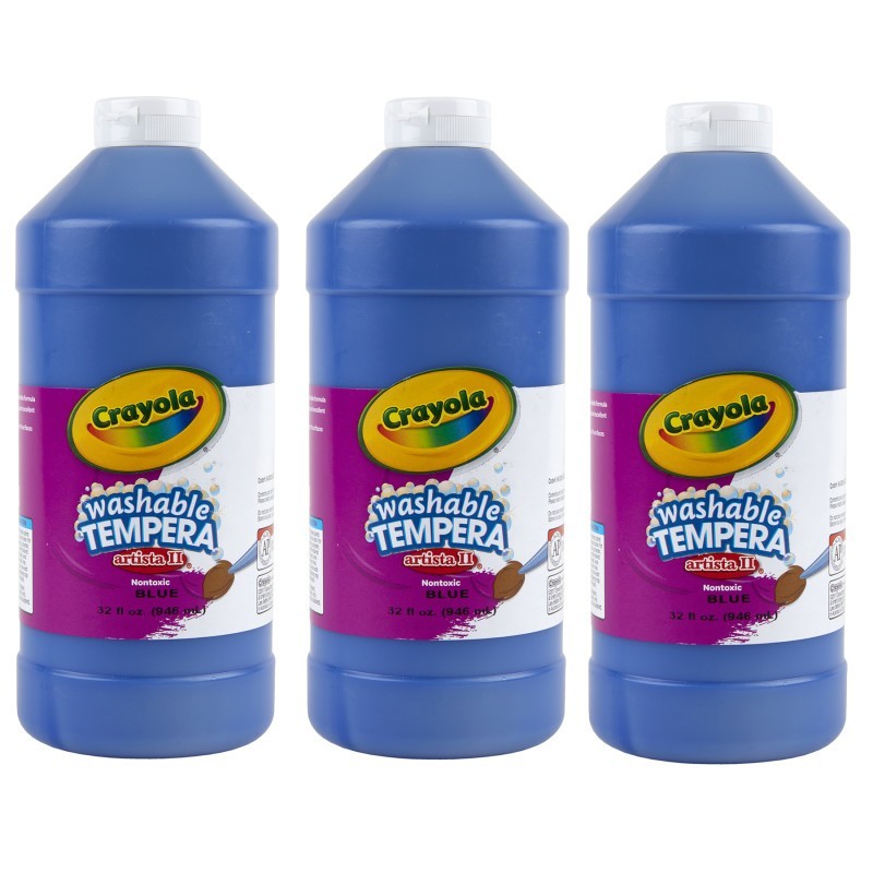 Crayola® Artista II Washable Tempera Paint, 32 oz, Blue, Pack of 3
