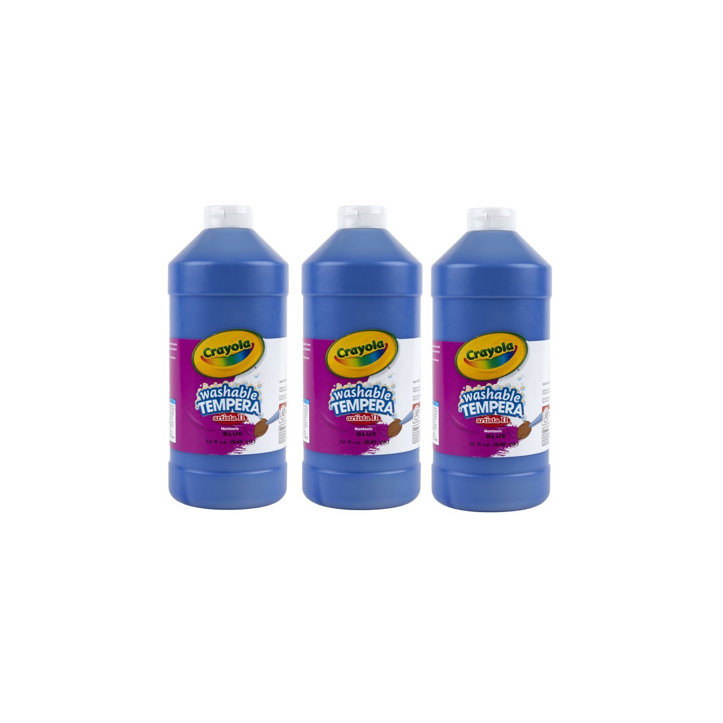 Crayola® Artista II Washable Tempera Paint, 32 oz, Blue, Pack of 3