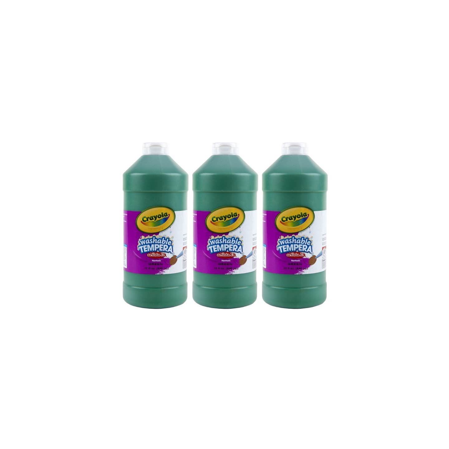 Crayola® Artista II Washable Tempera Paint, 32 oz, Green, Pack of 3