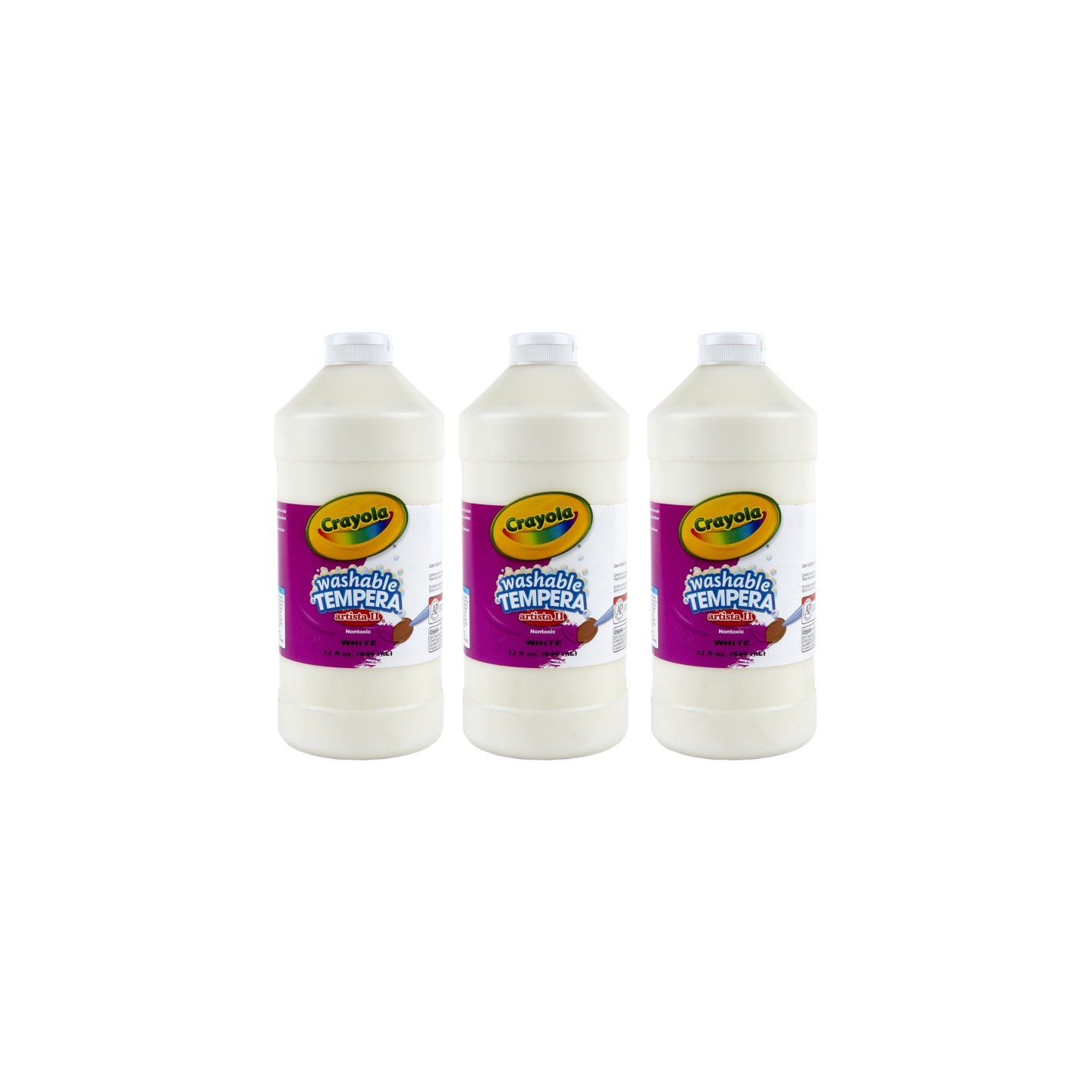 Crayola® Artista II Washable Tempera Paint, 32 oz, White, Pack of 3