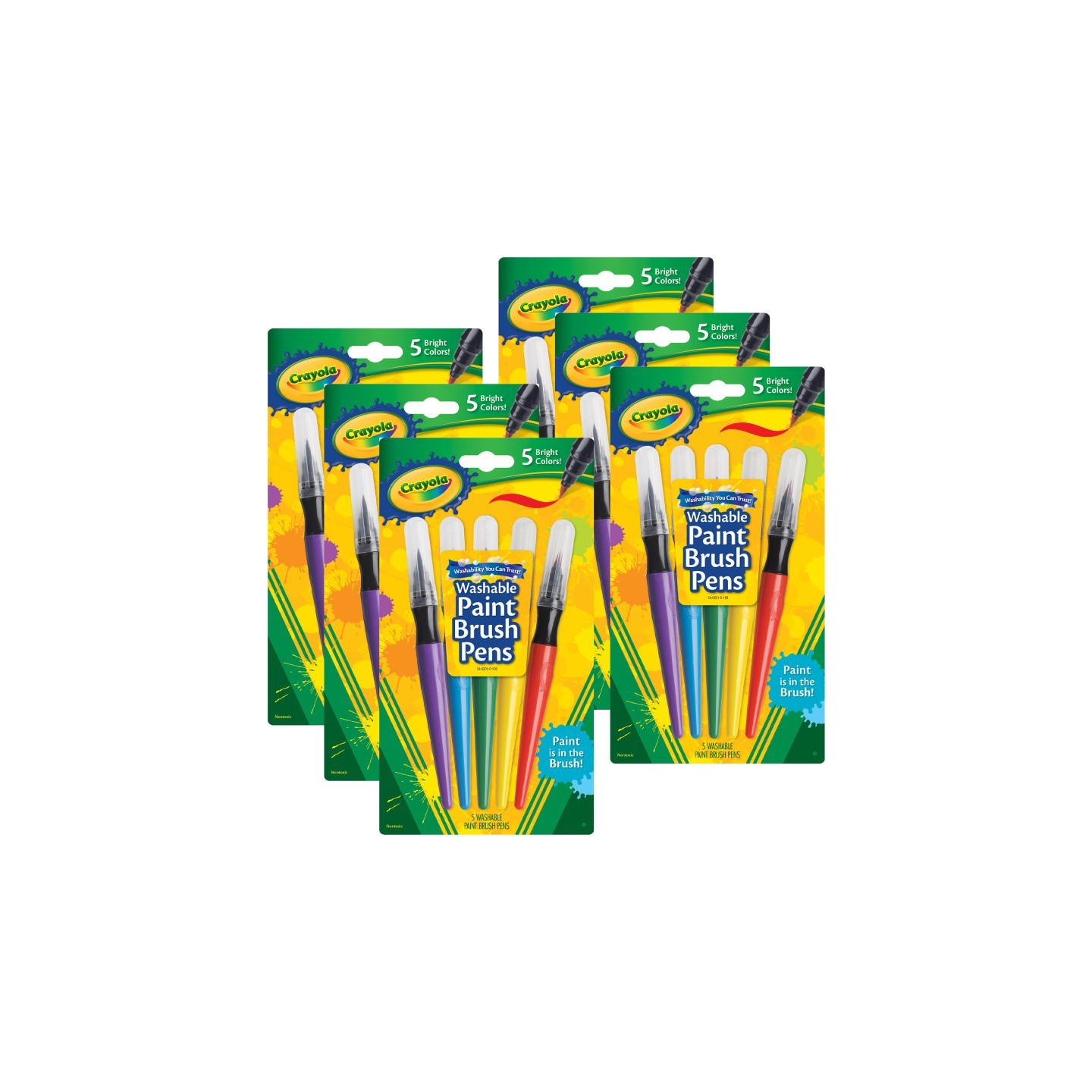 Crayola® Washable No Drip Paint Brush Pens, 5 Per Pack, 6 Packs