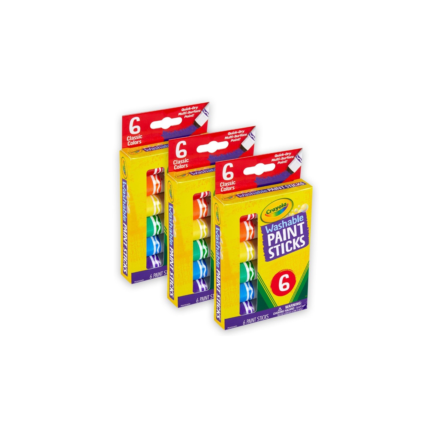 Crayola® Washable Paint Sticks, 6 Per Pack, 3 Packs