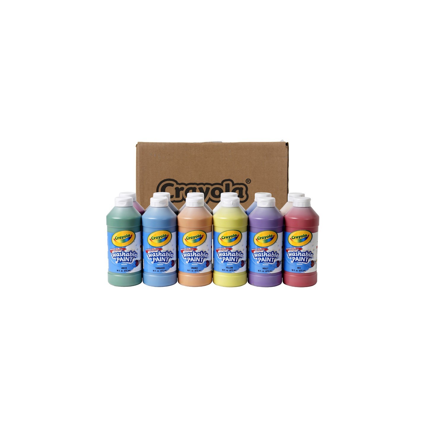 Crayola® Washable Paint, Assorted Colors, 16 oz, 12 Count