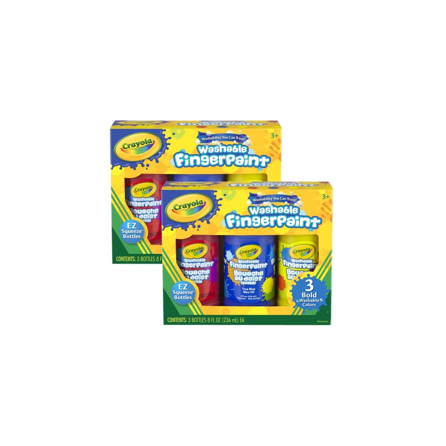 Crayola® Washable Fingerpaint, Bold Colors, 8 oz., 3 Per Pack, 2 Packs