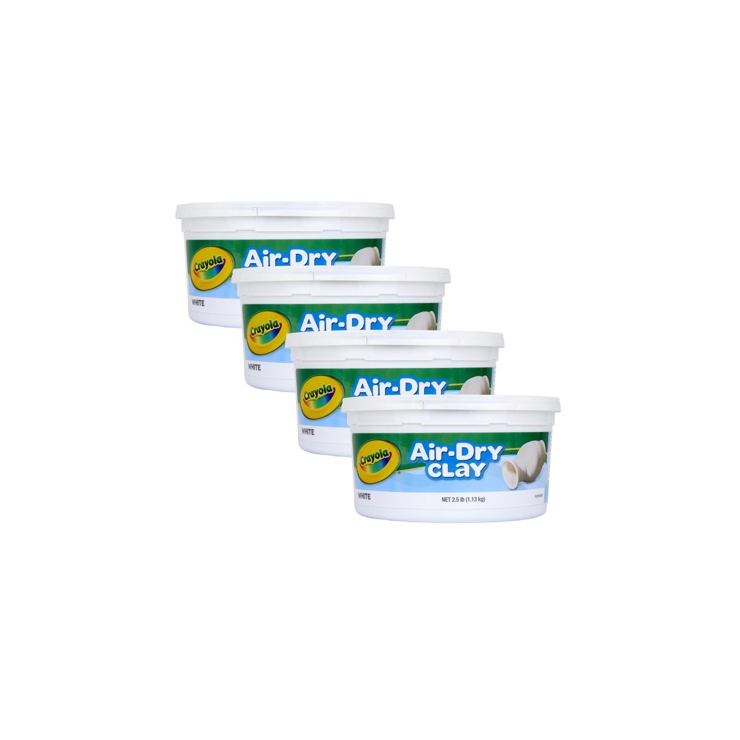 Crayola® Air-Dry Clay, 2.5 lbs Resealable Bucket, White, Pack of 4