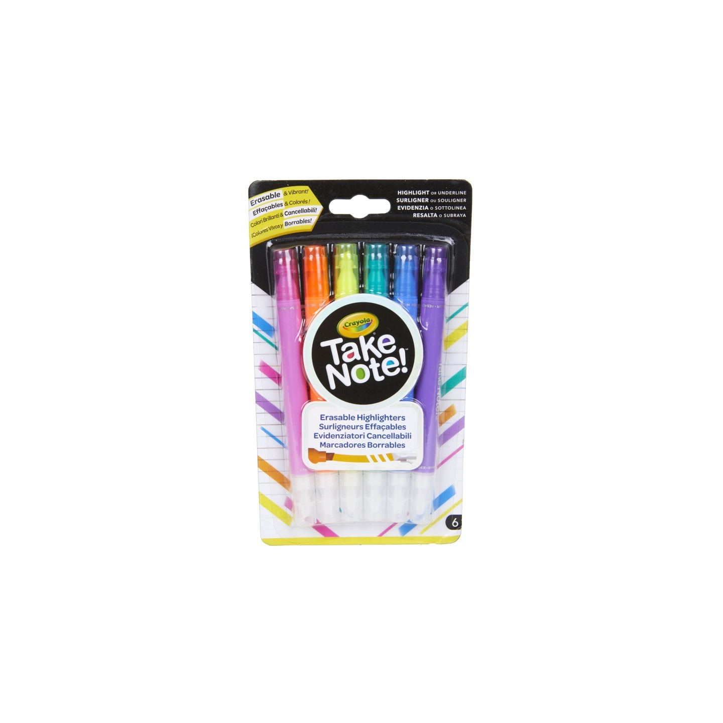Crayola® Take Note! Erasable Highlighters, Pack of 6