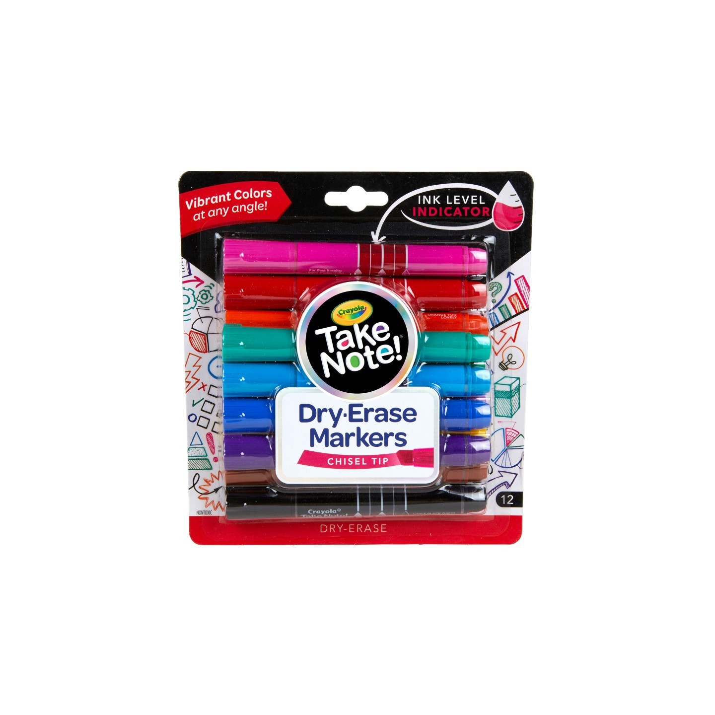 Crayola® Take Note! Dry Erase Markers, Chisel Tip, 12 Count