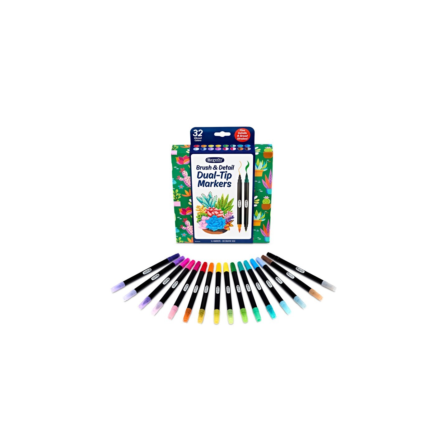 Crayola® Brush & Detail Dual-Tip Markers, Pack of 16