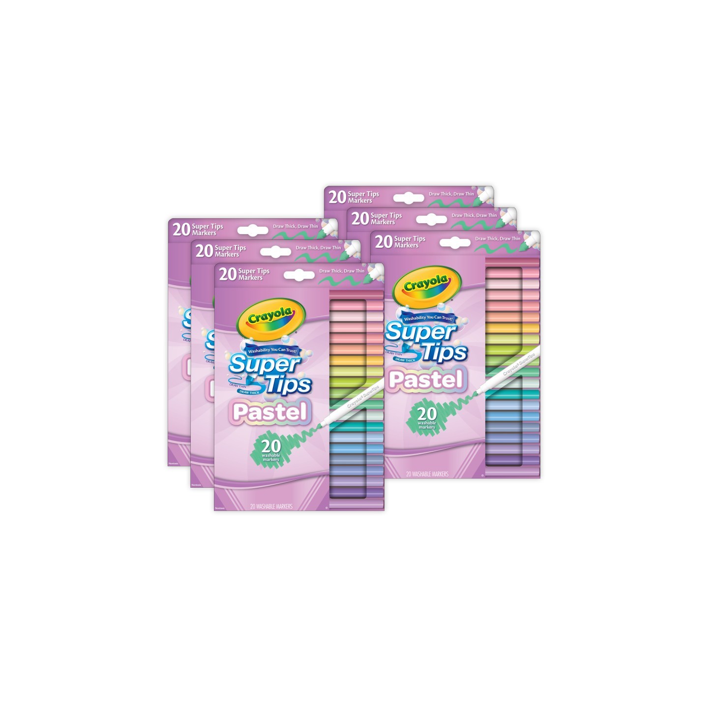 Crayola® Supertip Markers, Pastel, 20 Per Pack, 6 Packs