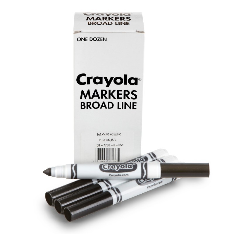 Crayola® Bulk Markers, Conical Tip, Black, 12 Count