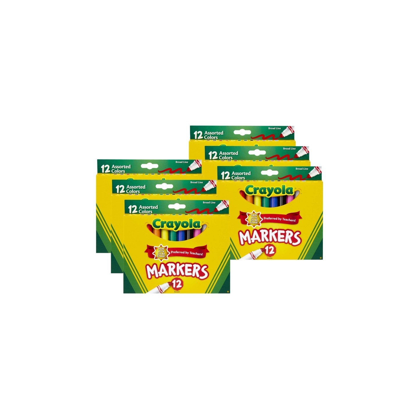 Crayola® Broad Line Markers, Assorted, 12 Per Box, 6 Boxes