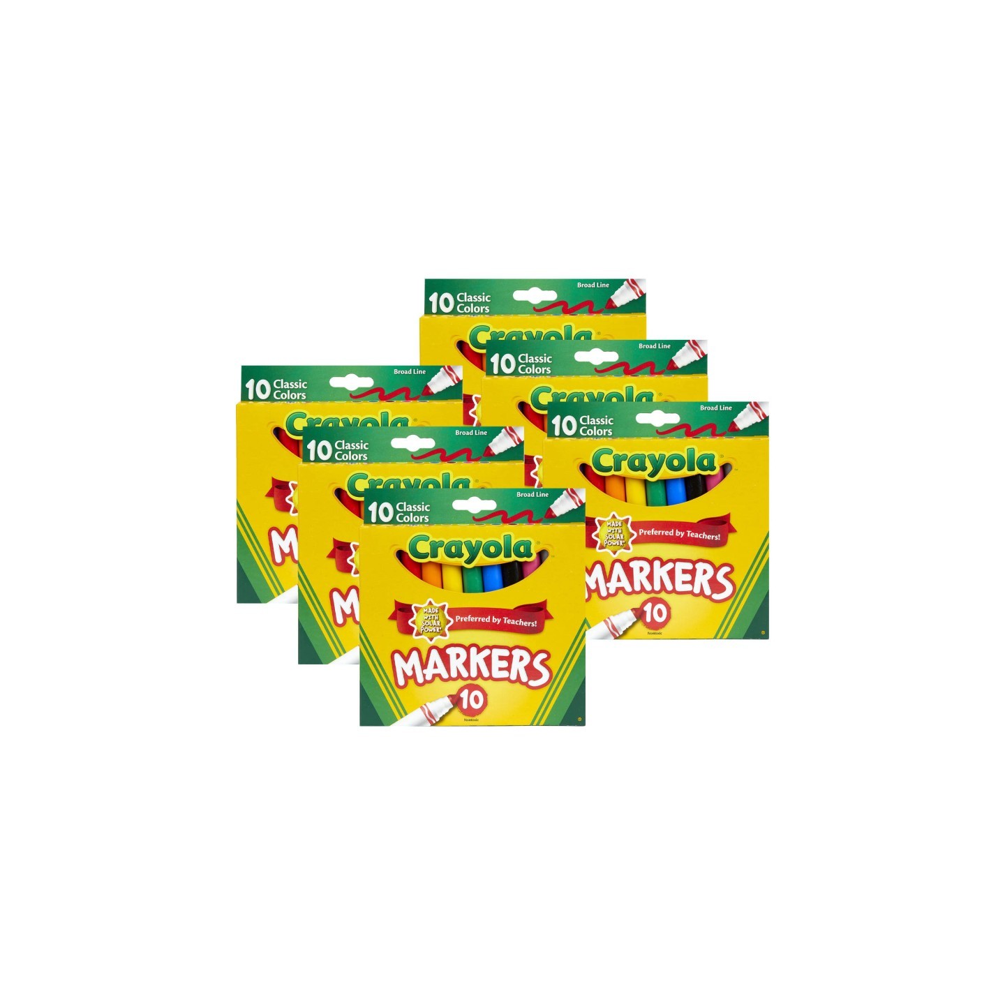 Crayola® Broad Line Markers, Classic Colors, 10 Per Box, 6 Boxes