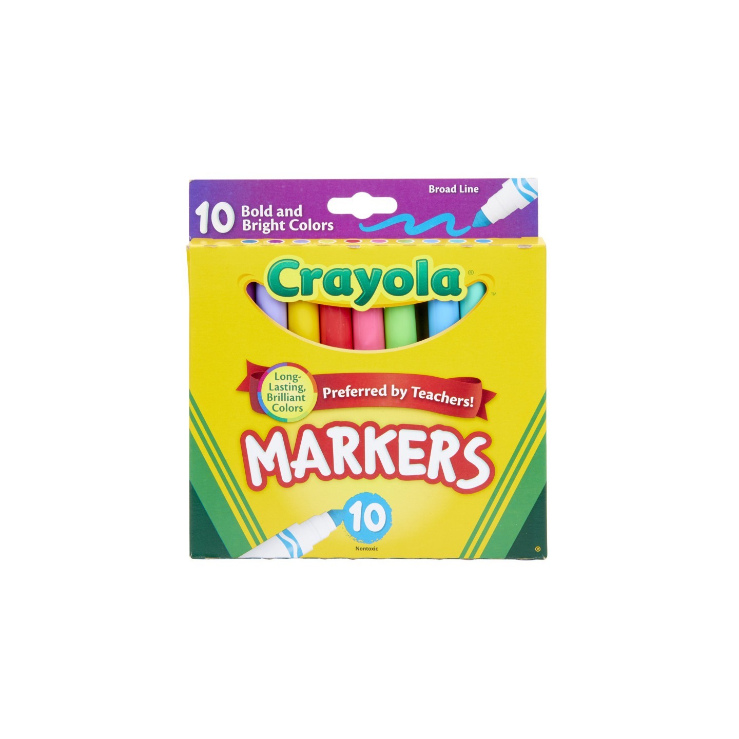Crayola® Broad Line Markers, Bold & Bright Colors, Pack of 10