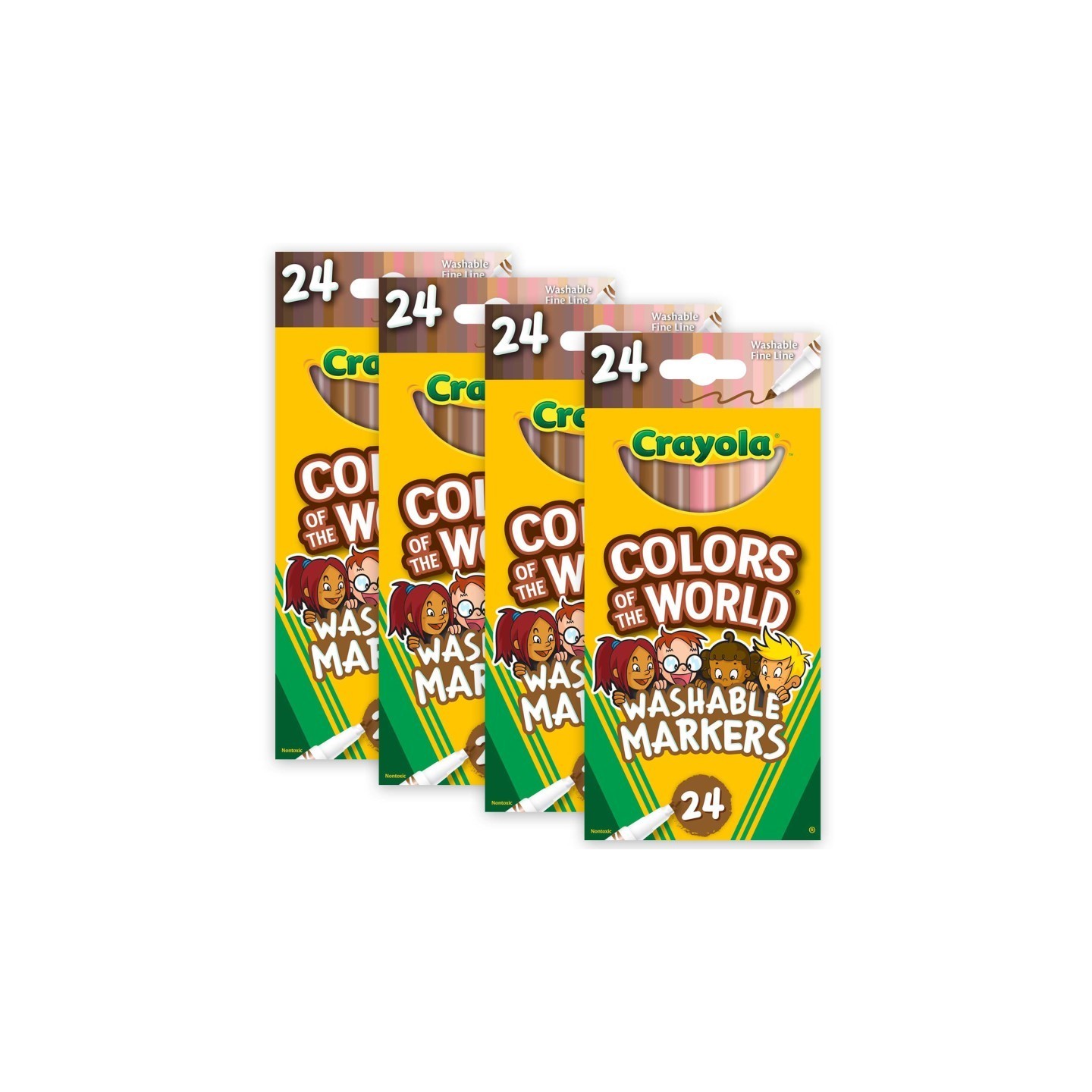 Crayola® Colors of the World Fine Line Markers, 24 Per Pack, 4 Packs