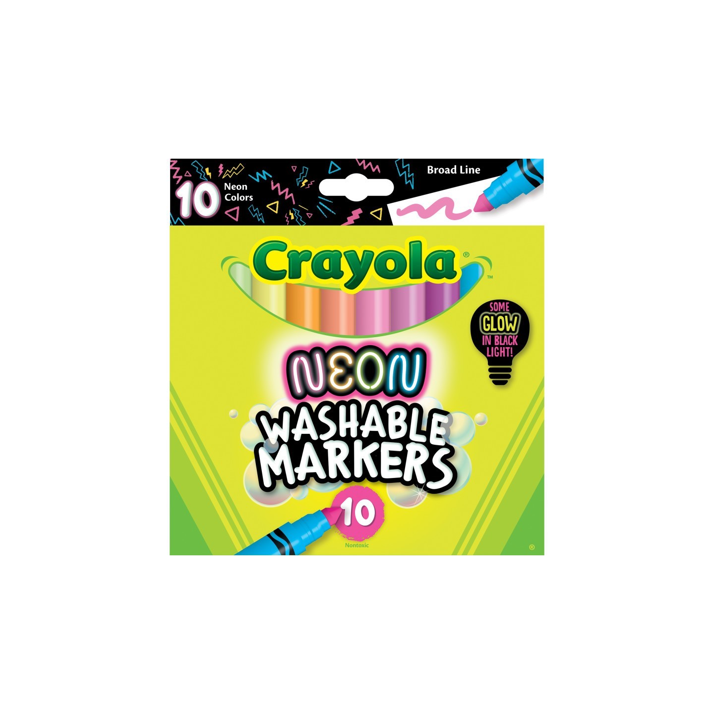 Crayola® Washable Neon Broad Line Markers, Pack of 10