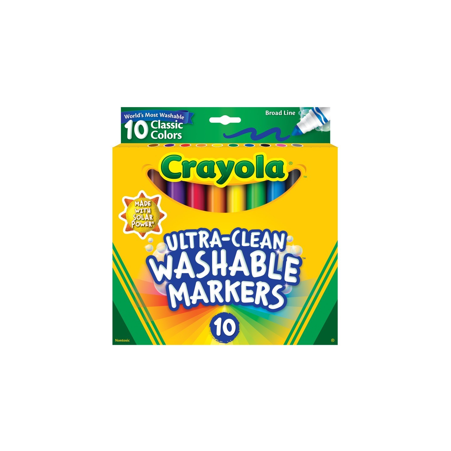 Crayola® Ultra-Clean Markers, Broad Line, Classic Colors, Pack of 10