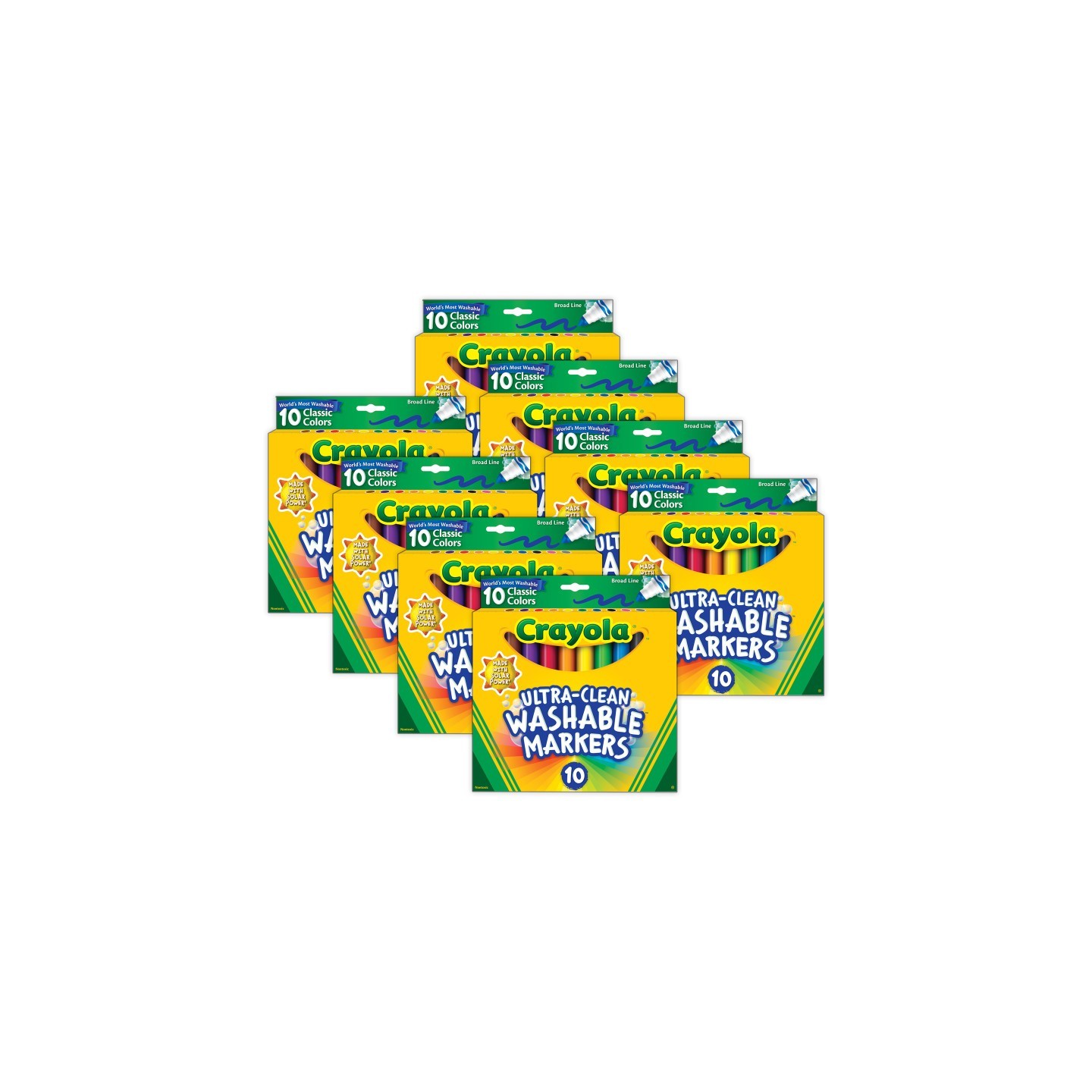 Crayola® Ultra-Clean Markers, Broad Line, Classic Colors, 10 Per Pack, 8 Packs