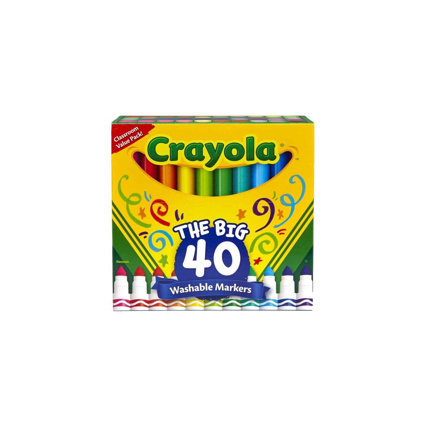 Crayola® Washable Markers, Broad Line, Assorted Colors, Pack of 40