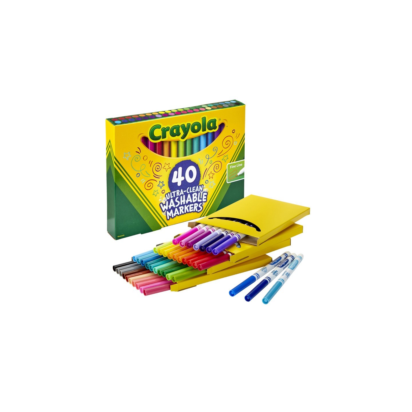Crayola® Ultra-Clean Fine Line Washable Markers, Assorted, 40 Count