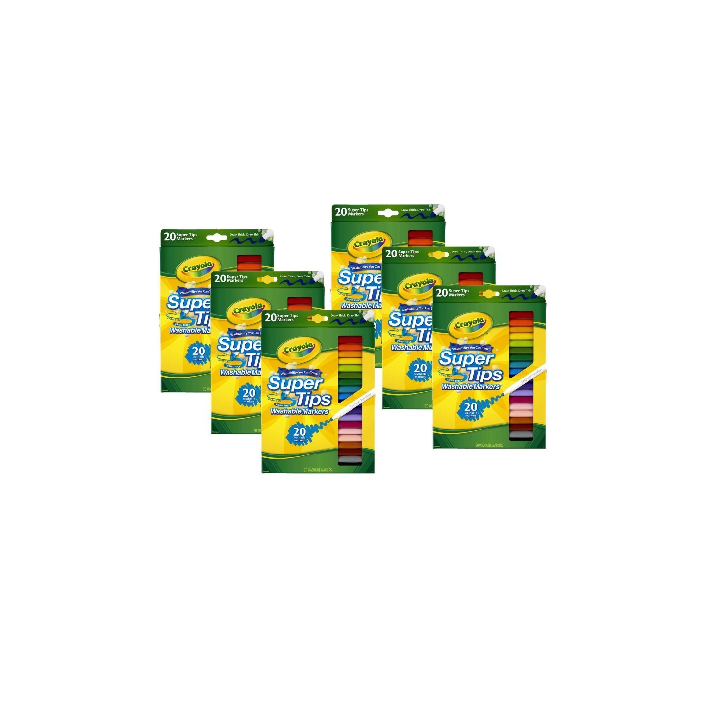 Crayola® Washable Super Tips Markers, 20 Per Box, 6 Boxes