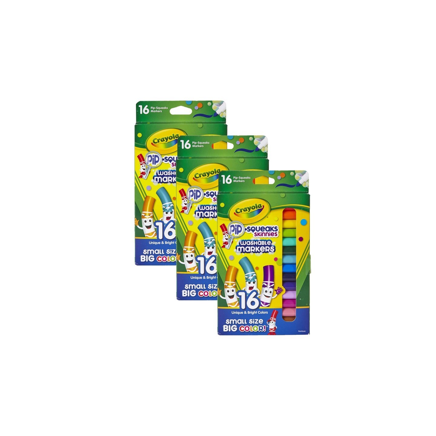 Crayola® Pip-Squeaks™ Skinnies™ Markers, Fine Tip, 16 Per Box, 3 Boxes