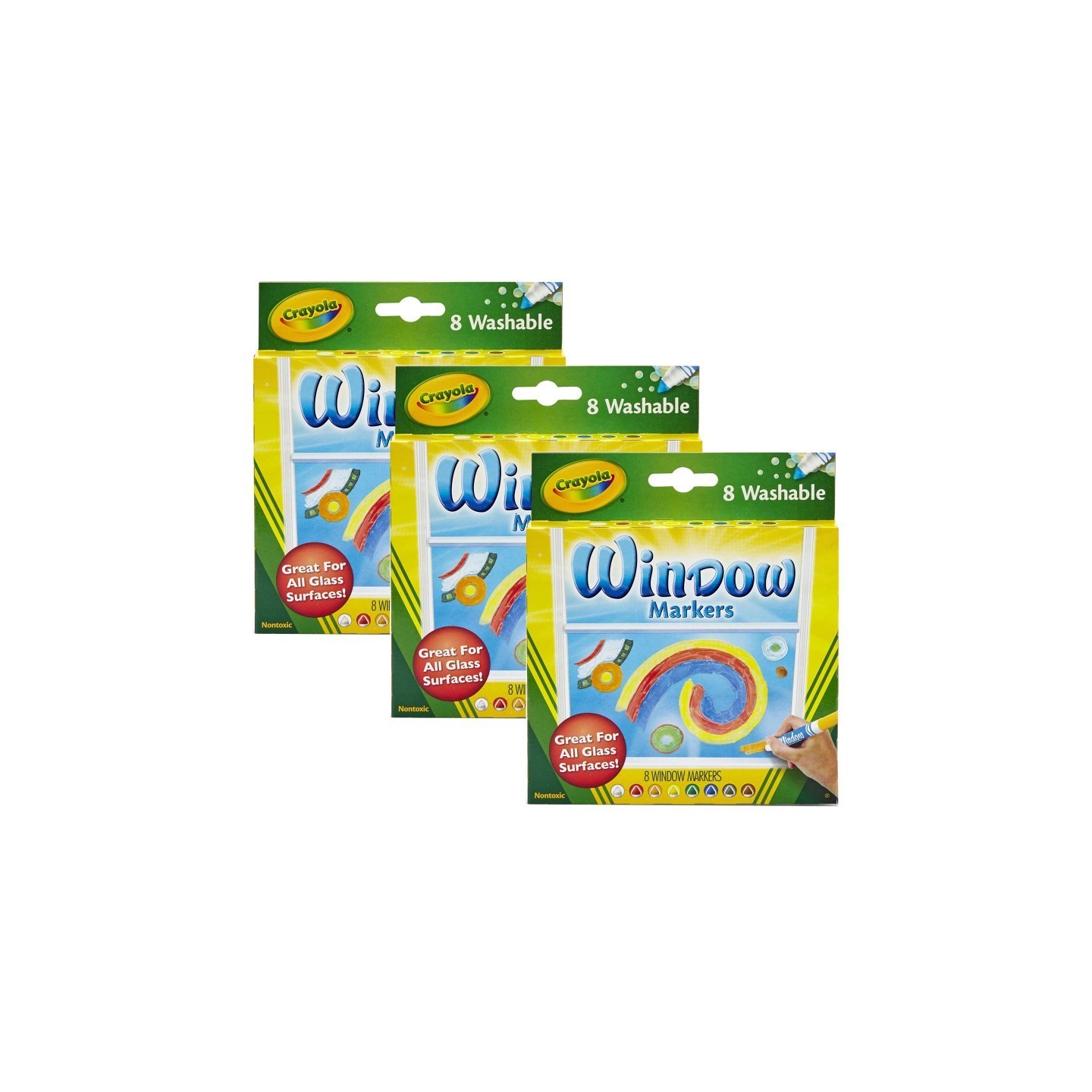 Crayola® Washable Window Markers, 8 Per Box, 3 Boxes