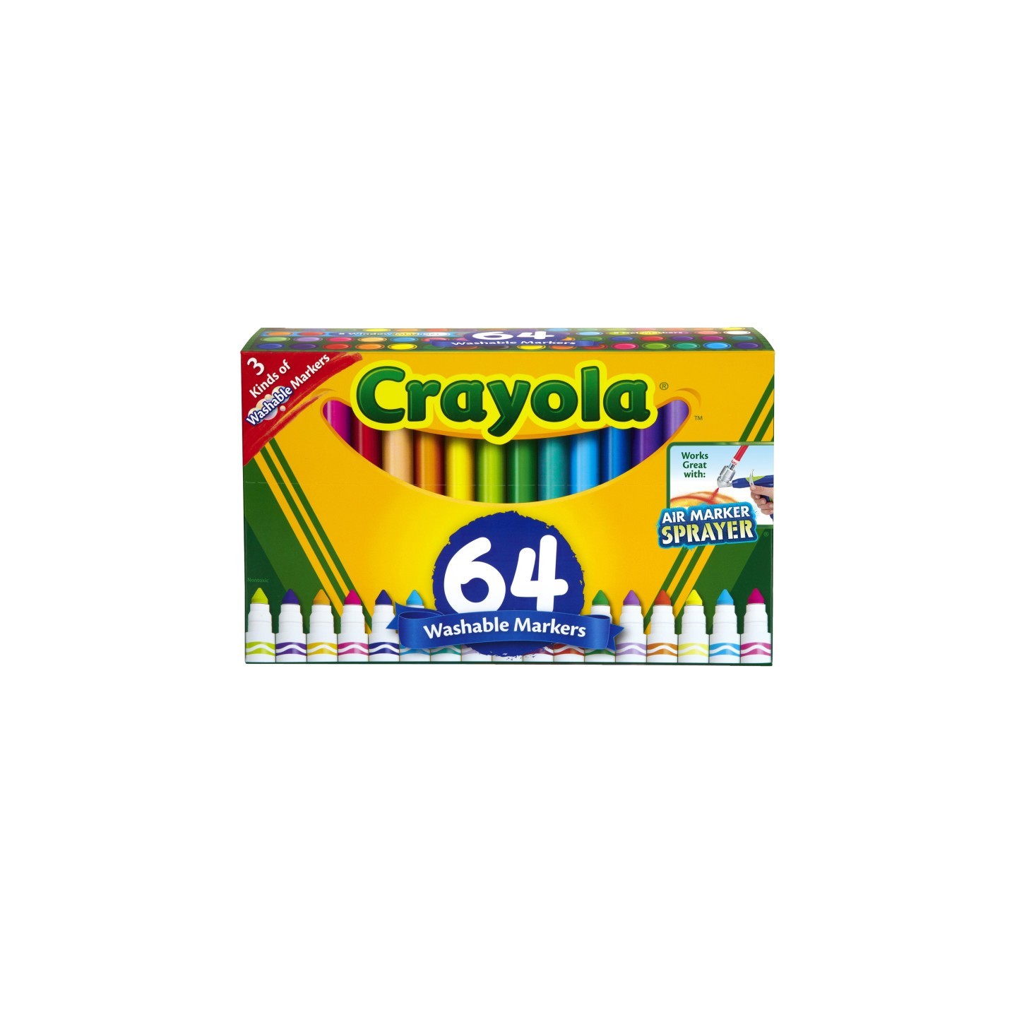 Crayola® Washable Markers, Broad Line, Assorted Colors, Pack of 64