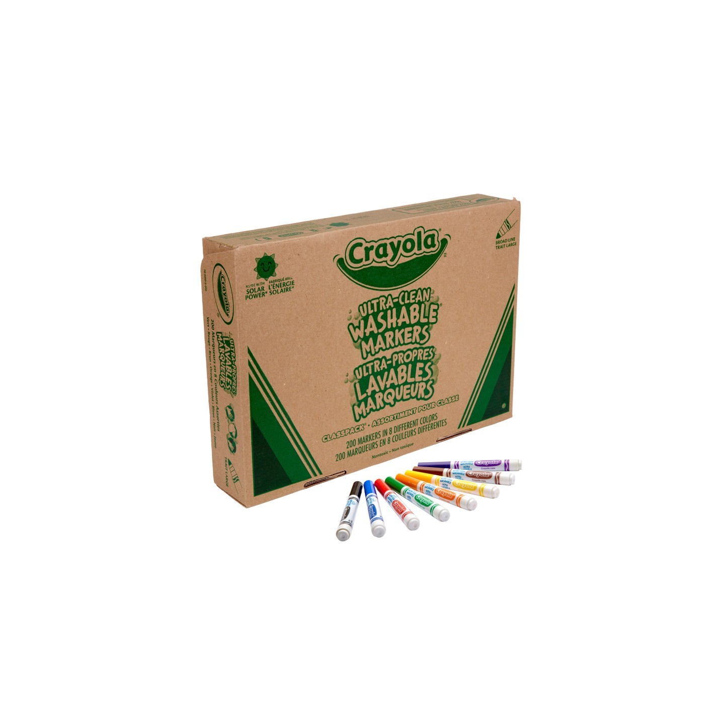 Crayola® Ultra-Clean Washable Markers Classpack®, Broad Line, 8 Colors, Pack of 200