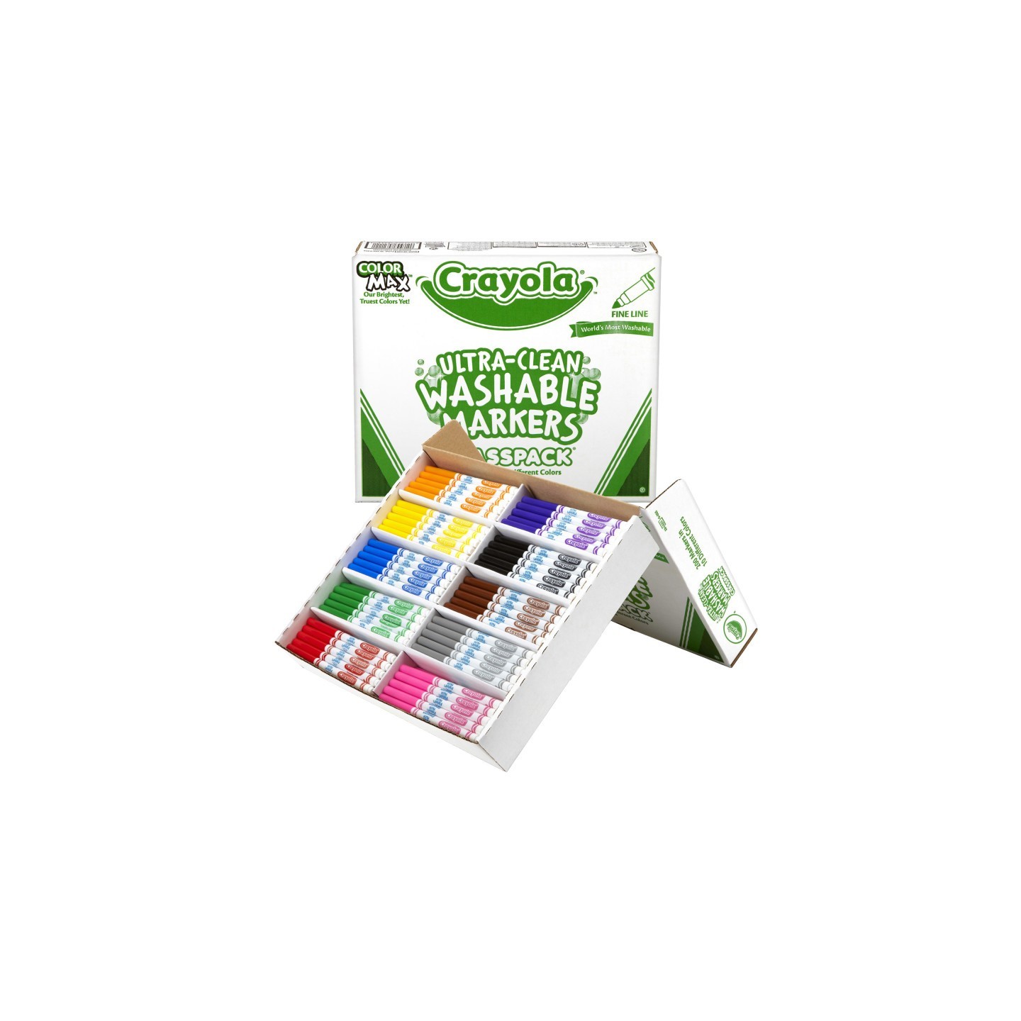 Crayola® Ultra-Clean Washable Markers Classpack®, Fine Line, 10 Colors, Pack of 200