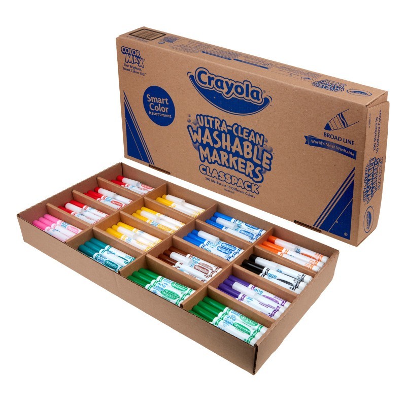 Crayola® Ultra-Clean Washable Broad Line Markers, 200 Count