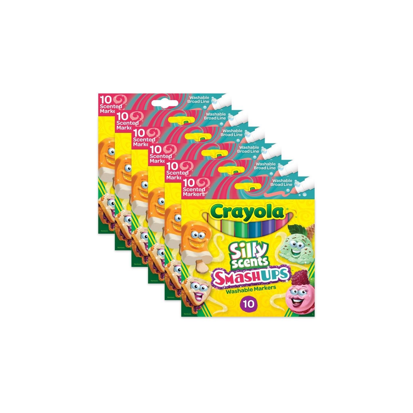 Crayola® Silly Scents™ Smash Ups Broad Line Washable Scented Markers, 10 Per Pack, 6 Packs