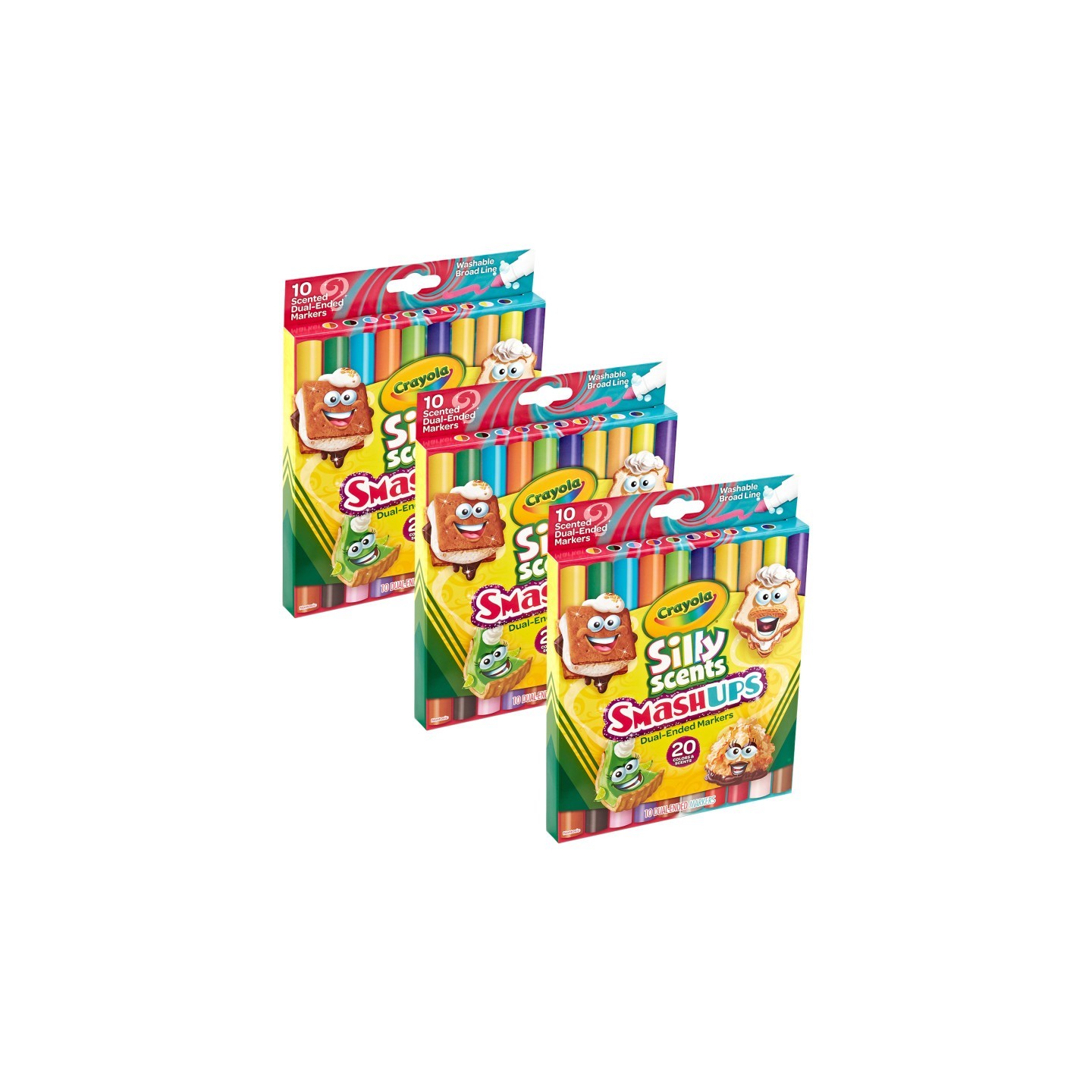 Crayola® Silly Scents Smash Ups Dual-Ended Washable Markers, 10 Per Pack, 3 Packs