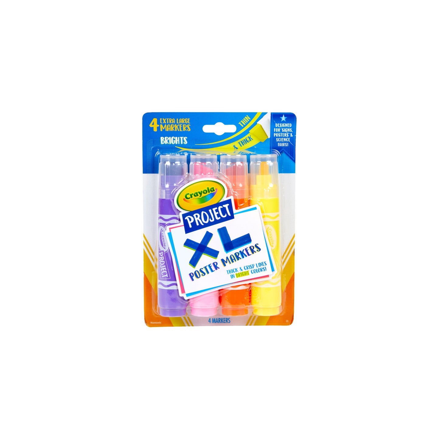 Crayola® Project XL Poster Markers, Bold & Bright, 4 Count