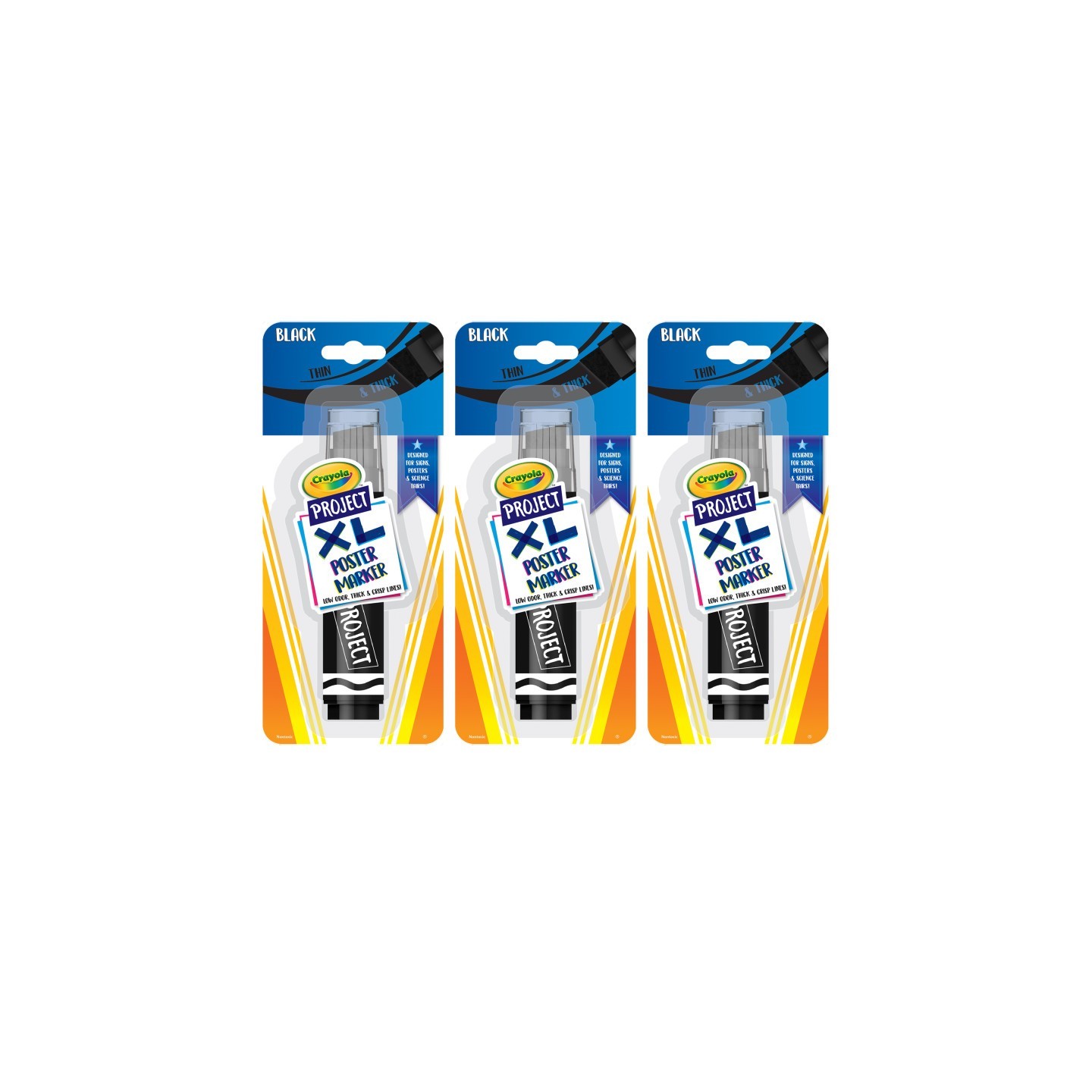Crayola® Project XL Poster Marker, Black, Single, Pack of 3