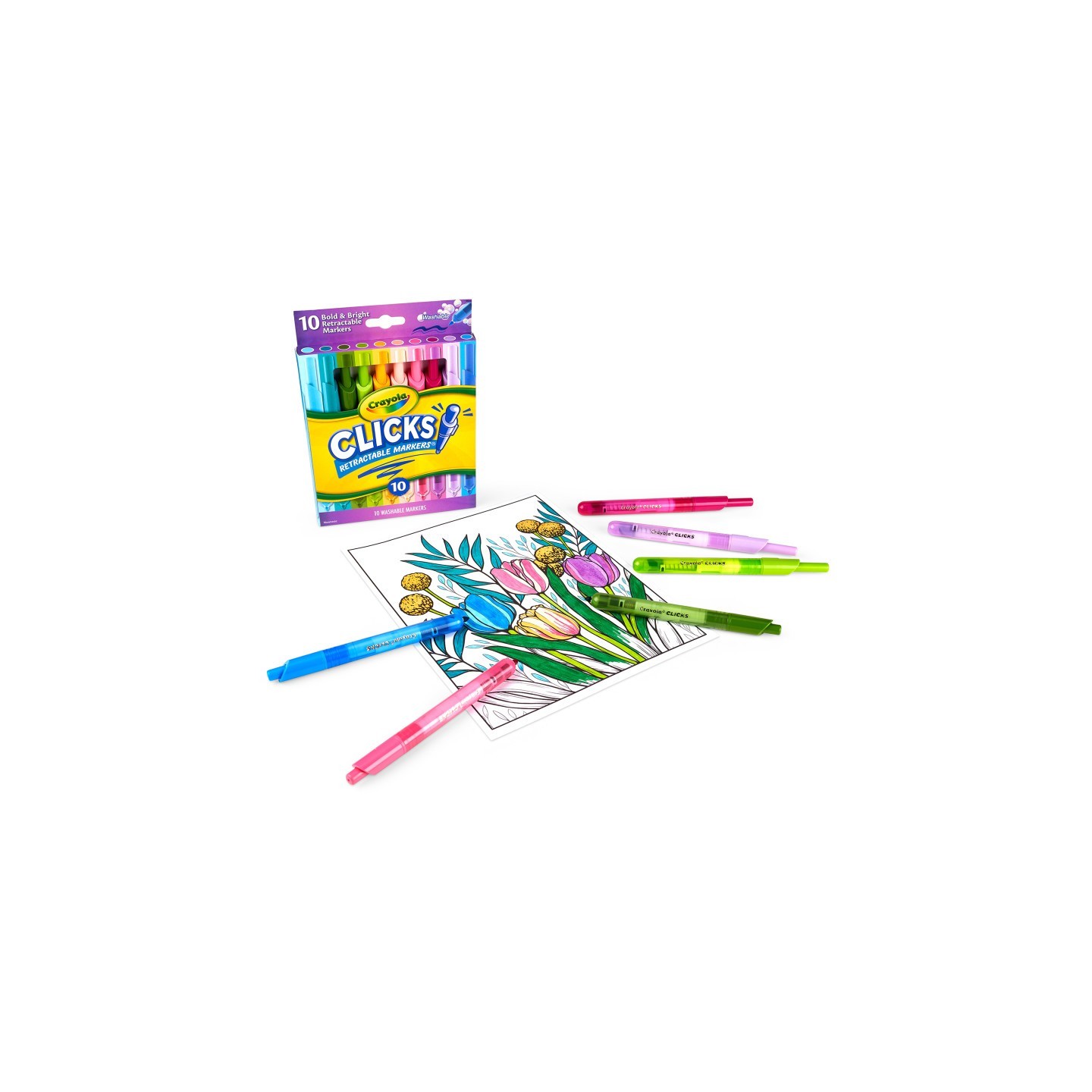 Crayola® Washable CLICKS Retractable Markers, Bold/Bright Colors, 10 Count