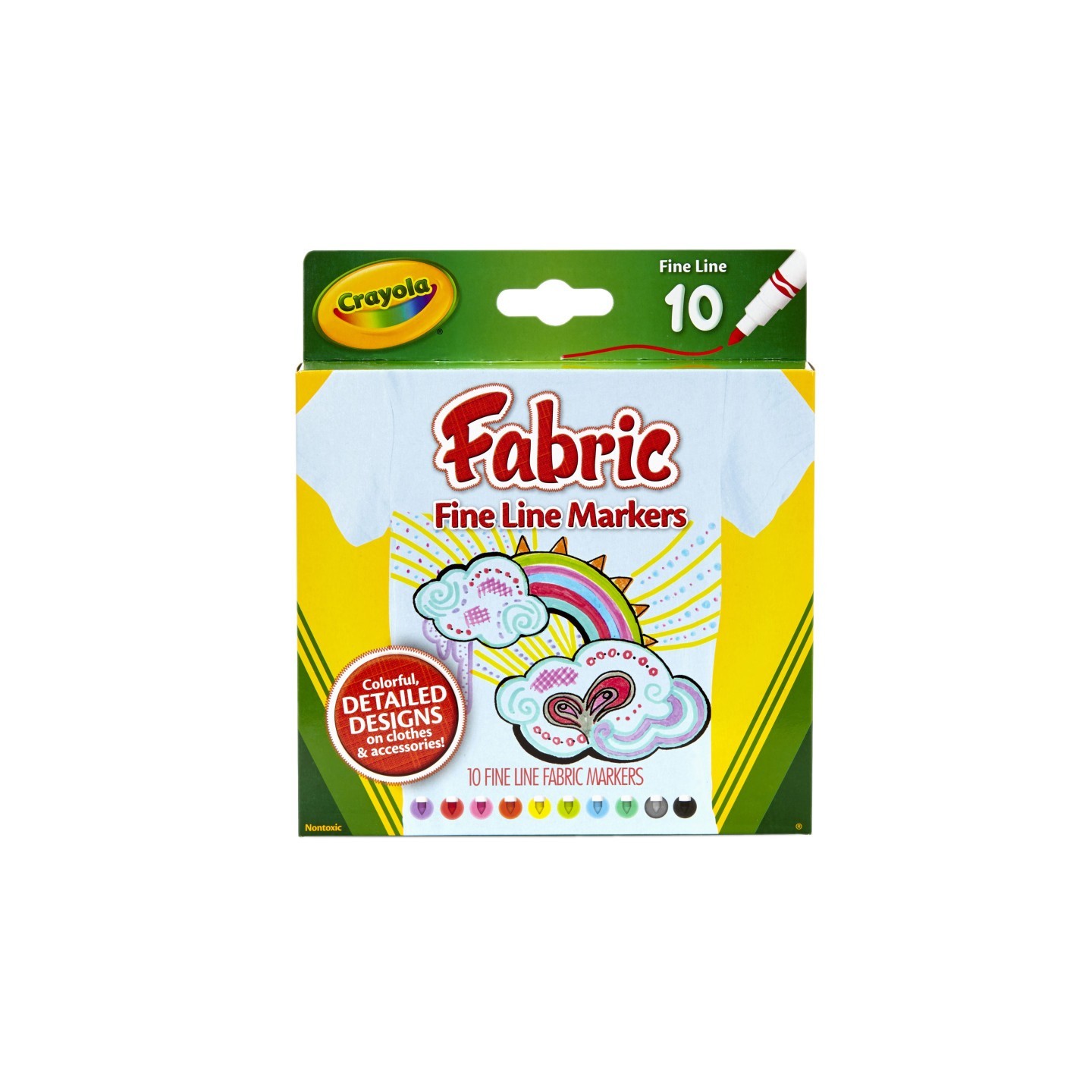Crayola® Fabric Markers, Fine Line, 10 Count